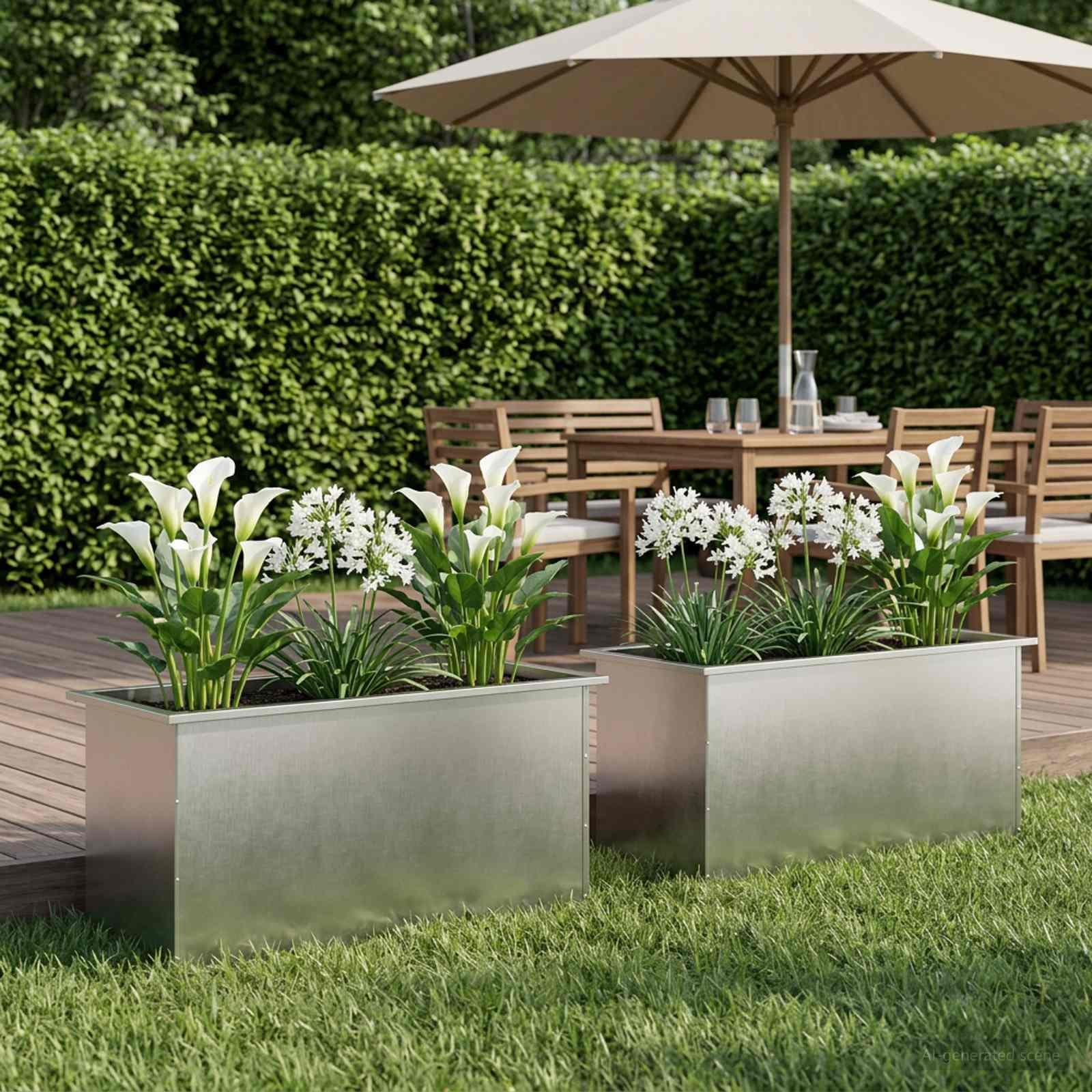 vidaXL Plantekasse med LED 2 stk. Sølv 50 × 100 × 48 cm Rustfrit stål