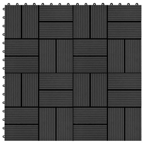 Terrassefliser 22 stk. 30 x 30 cm 2 m2 WPC sort