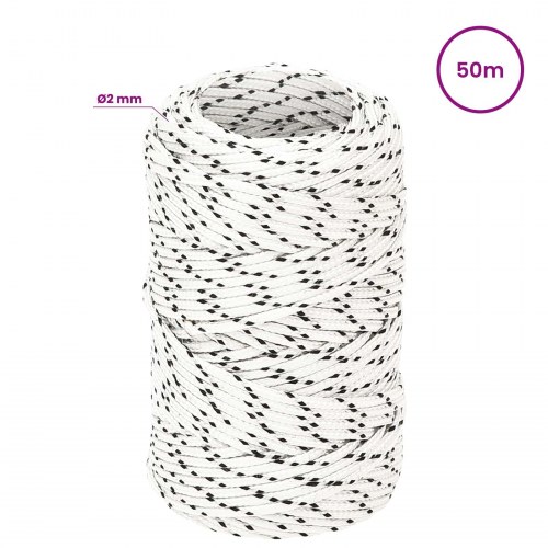 Universaltov 2 mm 50 m - hvid polyester
