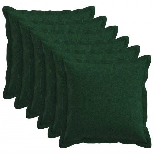 Pyntepuder 6 stk. mørkegrøn 30 x 30 cm - faux linned