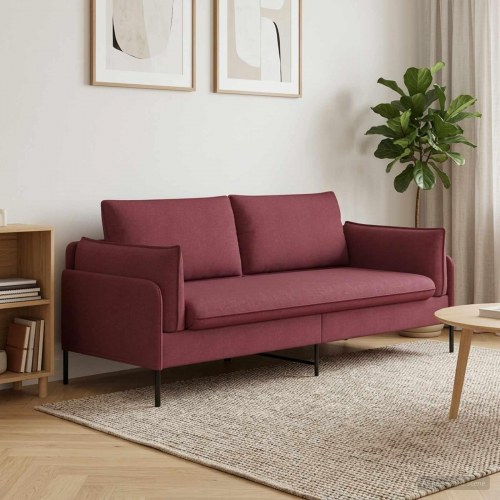 2-personers sofa i stof - vinrød 188 x 81 x 89 cm
