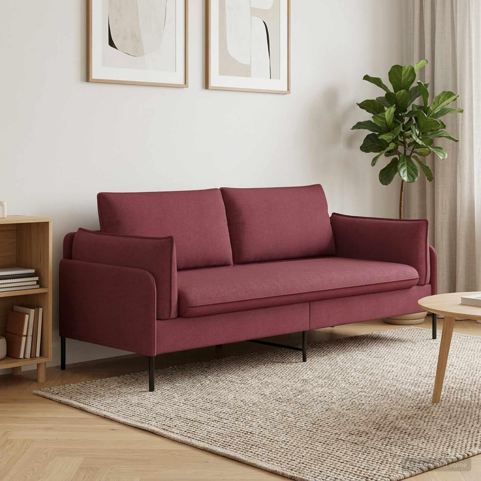 2-personers sofa i stof - vinrød 188 x 81 x 89 cm