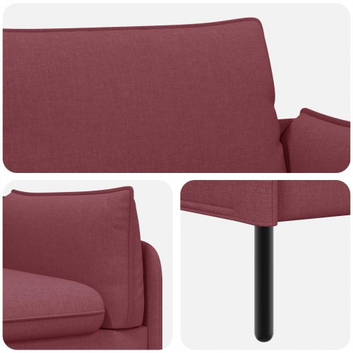 2-personers sofa i stof - vinrød 188 x 81 x 89 cm