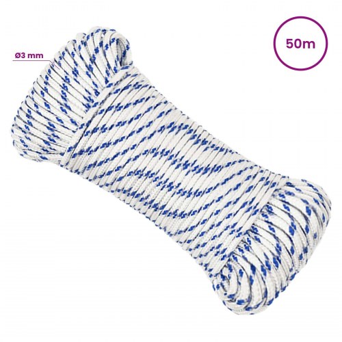 Universaltov 3 mm 50 m - hvid og blå PP