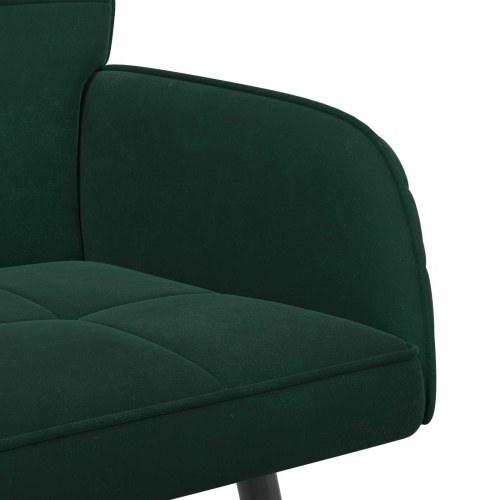2-personers sofa i fløjl med metalben - mørkegrøn