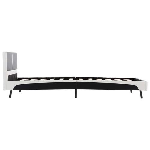 Seng med madras 90 x 200 cm sort og hvid kunstlæder