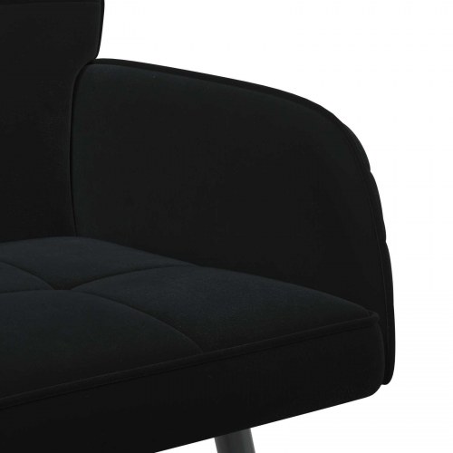 2-personers sofa i sort fløjl med metalben