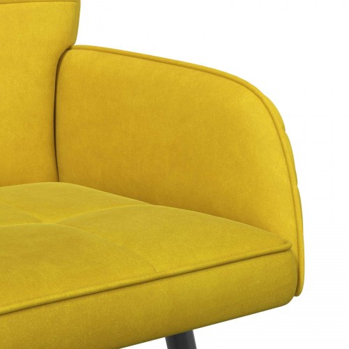 2-personers sofa i gul fløjl med metalben