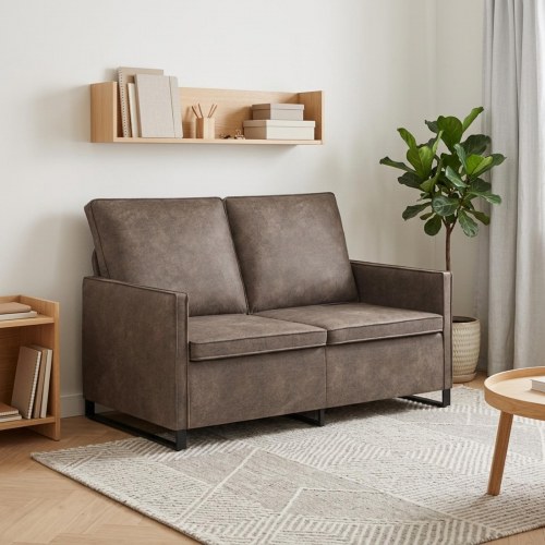 2-personers sofa i imiteret ruskind - mørkegrå, 130 x 81 x 82 cm