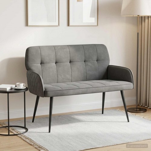 2-personers sofa i mørkegrå fløjl med metalben