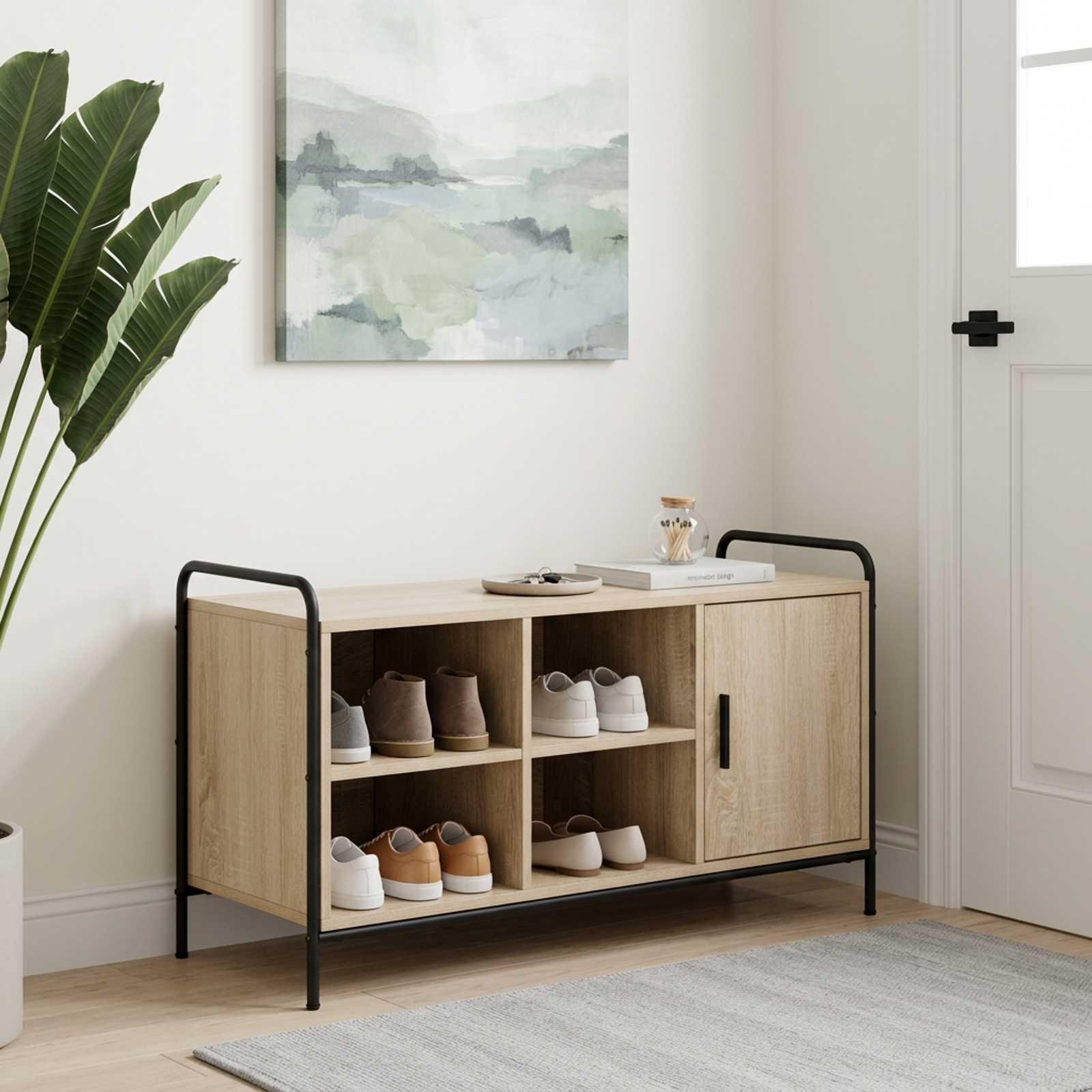 vidaXL Sko skab 100 x 39,5 x 55,5 cm Konstrueret træ Sonoma-eg