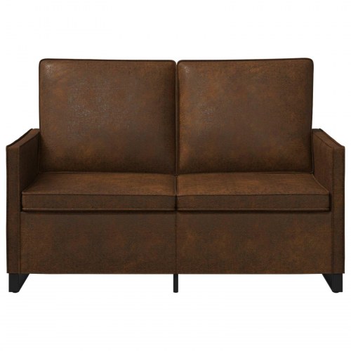 2-personers sofa i faux suedestof - brun, 130 x 81 x 82 cm