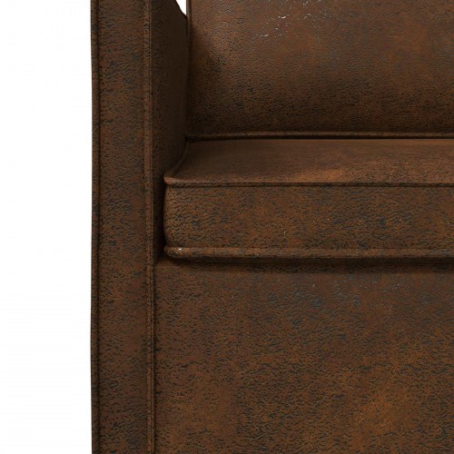 2-personers sofa i faux suedestof - brun, 130 x 81 x 82 cm