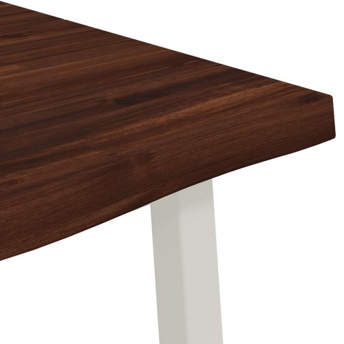 Spisebord med live edge 140 x 70 x 75 cm - mørkebrun/hvid