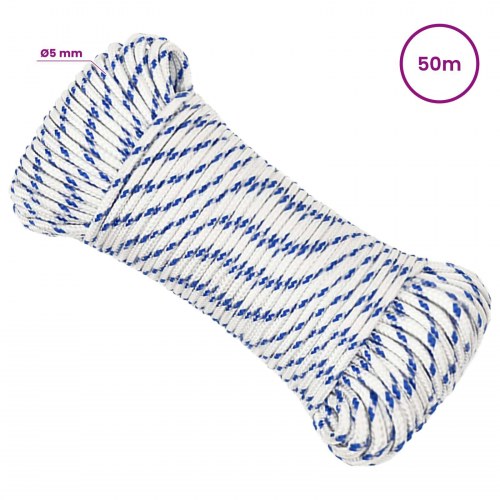 Universaltov 5 mm 50 m - hvid og blå PP