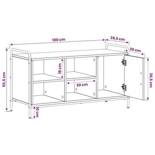 Skoskab i Artisan-eg 100 x 39,5 x 55,5 cm