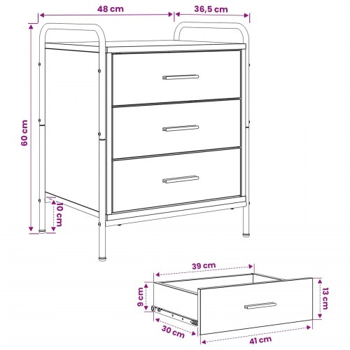 Sengeborde 2 stk. i Sonoma-eg - 48 x 36,5 x 60 cm