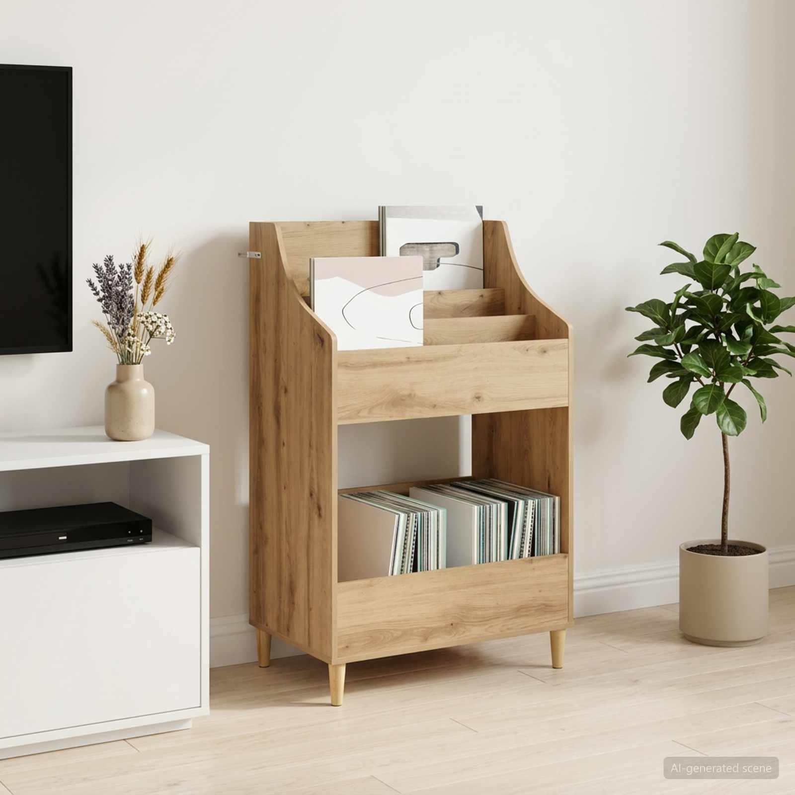 vidaXL Mediehylle Artisan-eg 70,5 x 46 x 112 cm Konstrueret træ