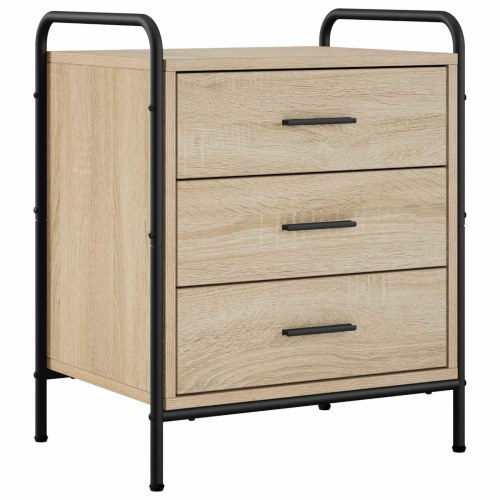 Sengebord i Sonoma-eg med 3 skuffer - 48 x 36,5 x 60 cm