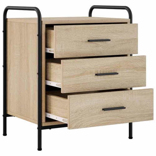 Sengebord i Sonoma-eg med 3 skuffer - 48 x 36,5 x 60 cm