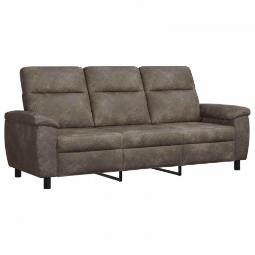 3-personers sofa i mørkegrå kunstigt ruskind - 214 x 90 x 95 cm