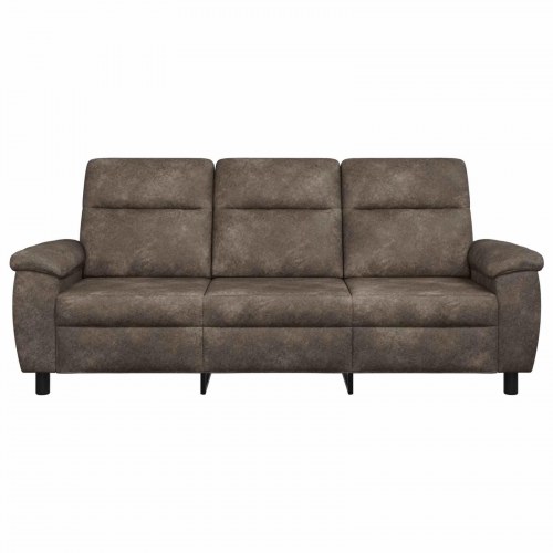 3-personers sofa i mørkegrå kunstigt ruskind - 214 x 90 x 95 cm