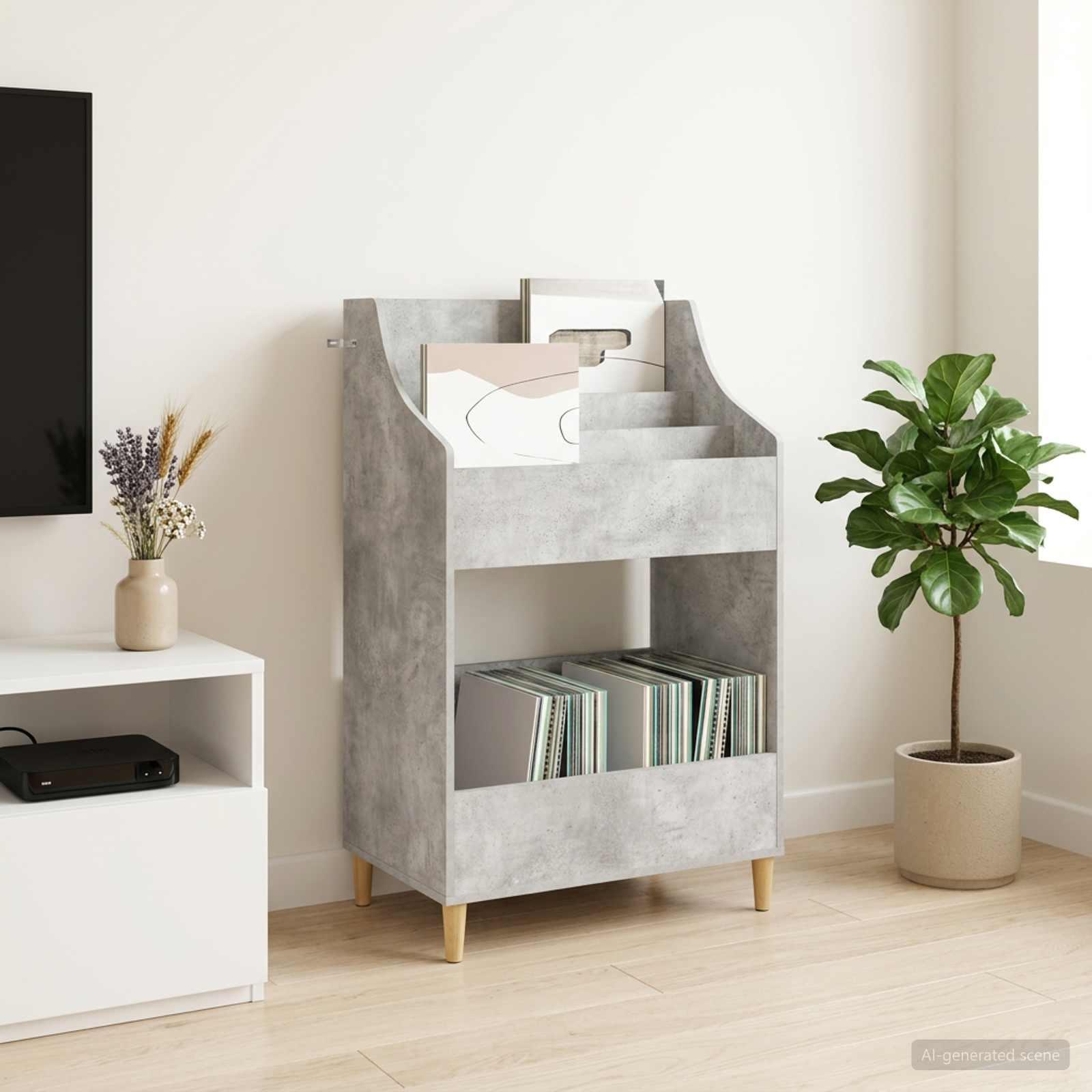 vidaXL Mediehylle Betongrå 70,5 x 46 x 112 cm Konstrueret træ