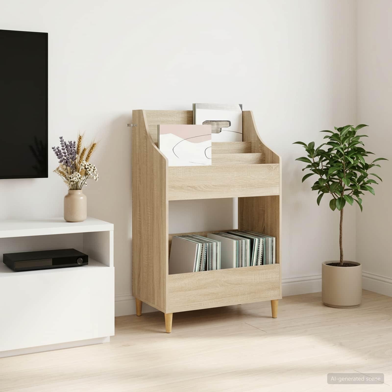 vidaXL Mediehylle Sonoma-eg 70,5 x 46 x 112 cm Konstrueret træ