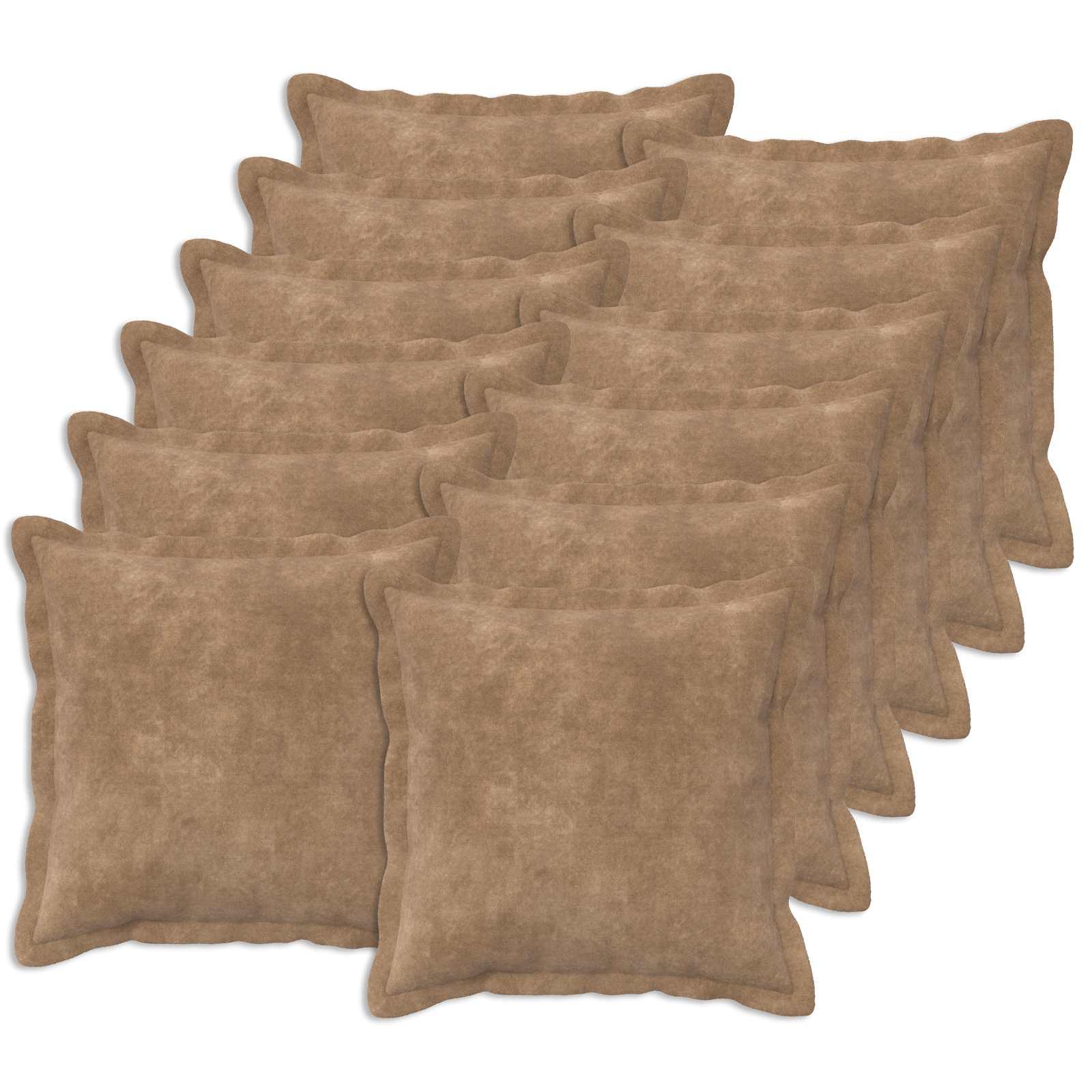 vidaXL Pudebetræk 12 stk. HOUTEN Gråbrun 45 x 45 cm Mikrofiber Fleece