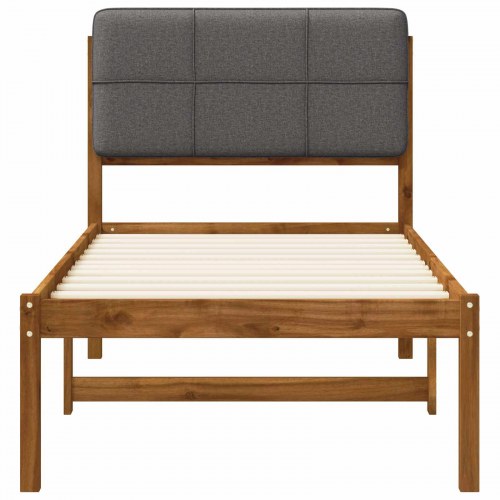 Sengestel med polstret hovedgavl 75 x 190 cm - naturfarvet og lysegrå