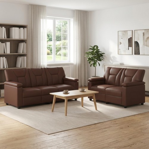 Sofasæt i kunstlæder 2 stk. - brun