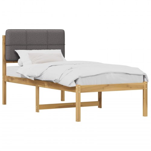 Sengestel 90 x 200 cm med polstret hovedgavl - hvidvasket/lysegrå