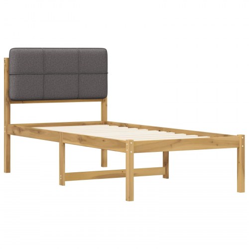 Sengestel 90 x 200 cm med polstret hovedgavl - hvidvasket/lysegrå