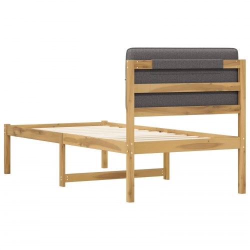 Sengestel 90 x 200 cm med polstret hovedgavl - hvidvasket/lysegrå