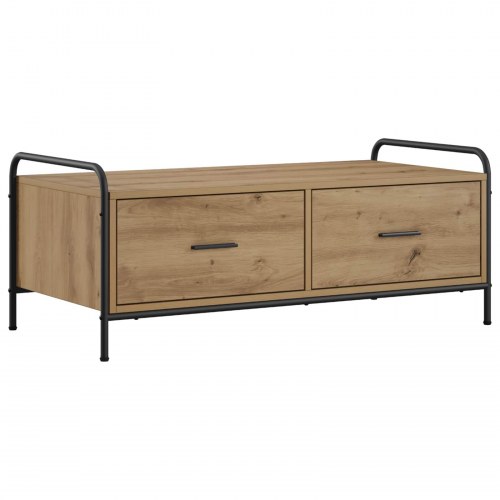 Sofabord i artisan-eg med 2 skuffer - 99,5 x 49 x 41 cm