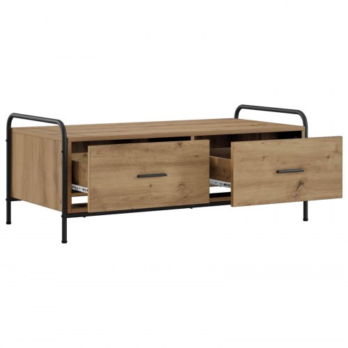 Sofabord i artisan-eg med 2 skuffer - 99,5 x 49 x 41 cm