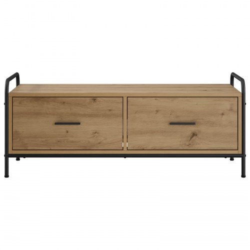 Sofabord i artisan-eg med 2 skuffer - 99,5 x 49 x 41 cm