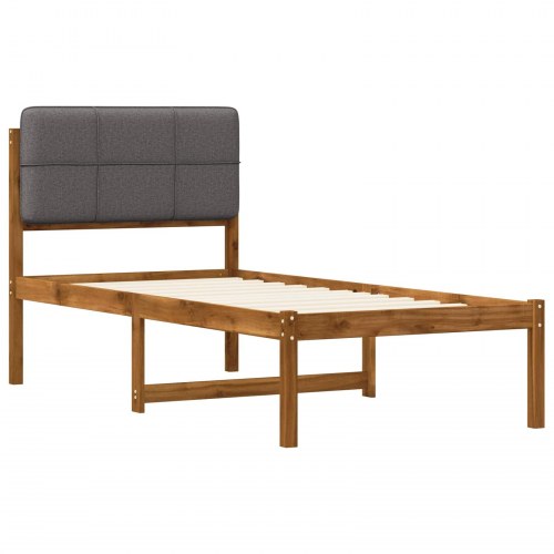 Sengestel med polstret hovedgavl 80 x 200 cm - naturfarvet og lysegrå