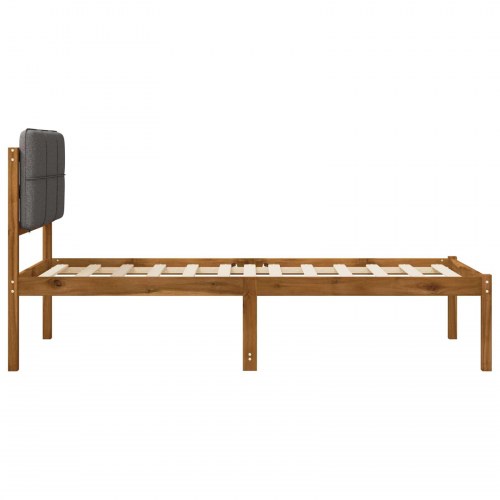 Sengestel med polstret hovedgavl 80 x 200 cm - naturfarvet og lysegrå