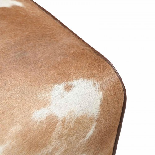 Entrebænk i ægte læder 60 x 30 x 45 cm - brun og hvid