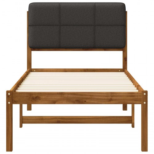 Sengestel med polstret hovedgavl 80 x 200 cm - naturfarvet/mørkegrå