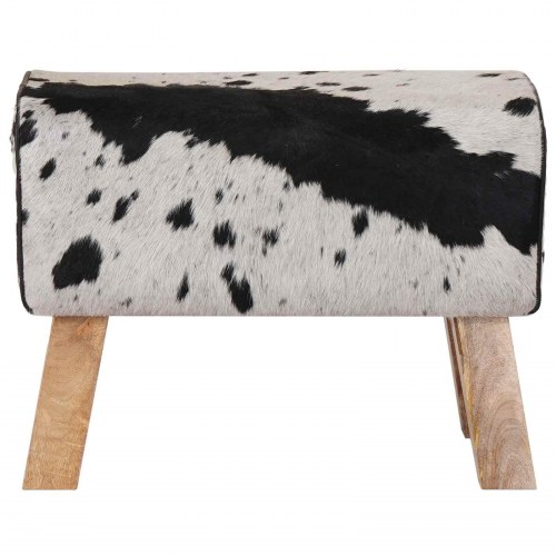 Entrebænk i ægte læder 60 x 30 x 45 cm - sort og hvid