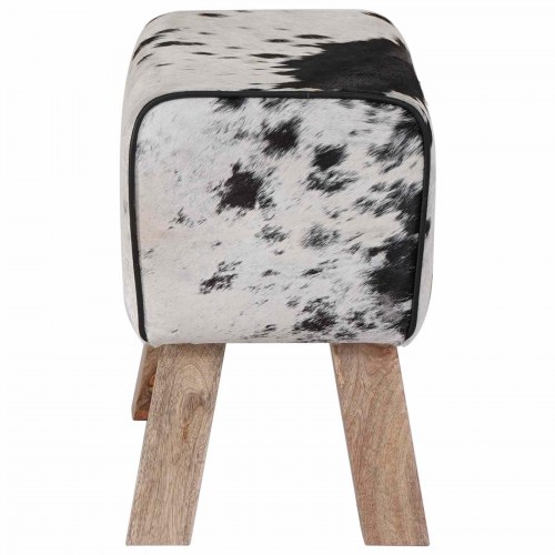 Entrebænk i ægte læder 60 x 30 x 45 cm - sort og hvid