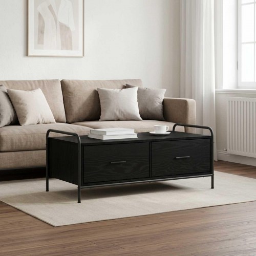 Sofabord i sort eg med 2 skuffer - 99,5 x 49 x 41 cm