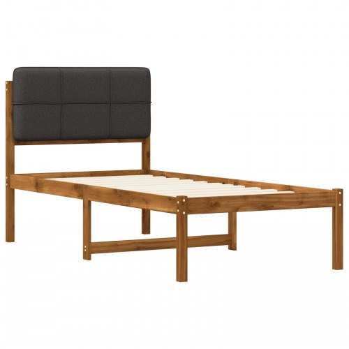 Sengestel med polstret hovedgavl 100 x 200 cm - naturfarvet og mørkegrå