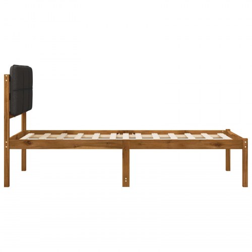 Sengestel med polstret hovedgavl 100 x 200 cm - naturfarvet og mørkegrå
