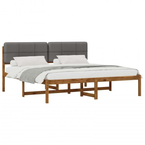 Sengestel med polstret hovedgavl 180 x 200 cm - naturfarvet/lysegrå