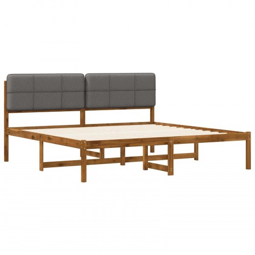 Sengestel med polstret hovedgavl 180 x 200 cm - naturfarvet/lysegrå