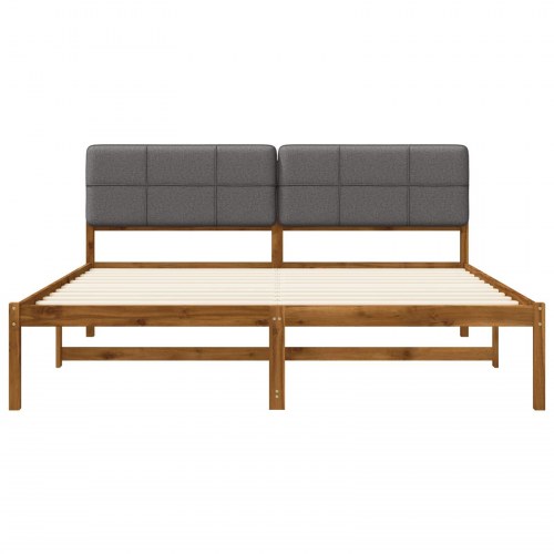 Sengestel med polstret hovedgavl 180 x 200 cm - naturfarvet/lysegrå