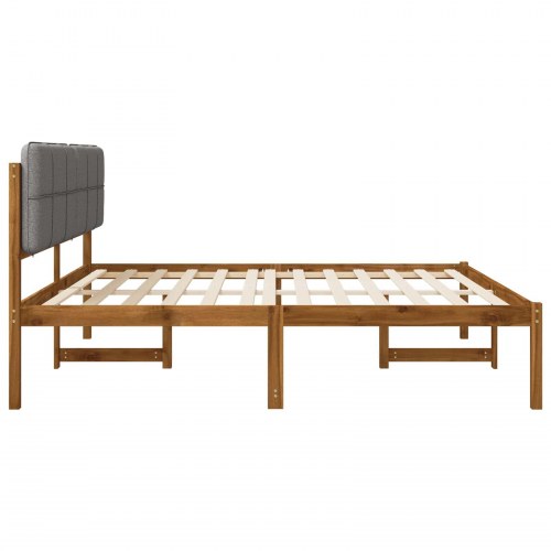 Sengestel med polstret hovedgavl 180 x 200 cm - naturfarvet/lysegrå